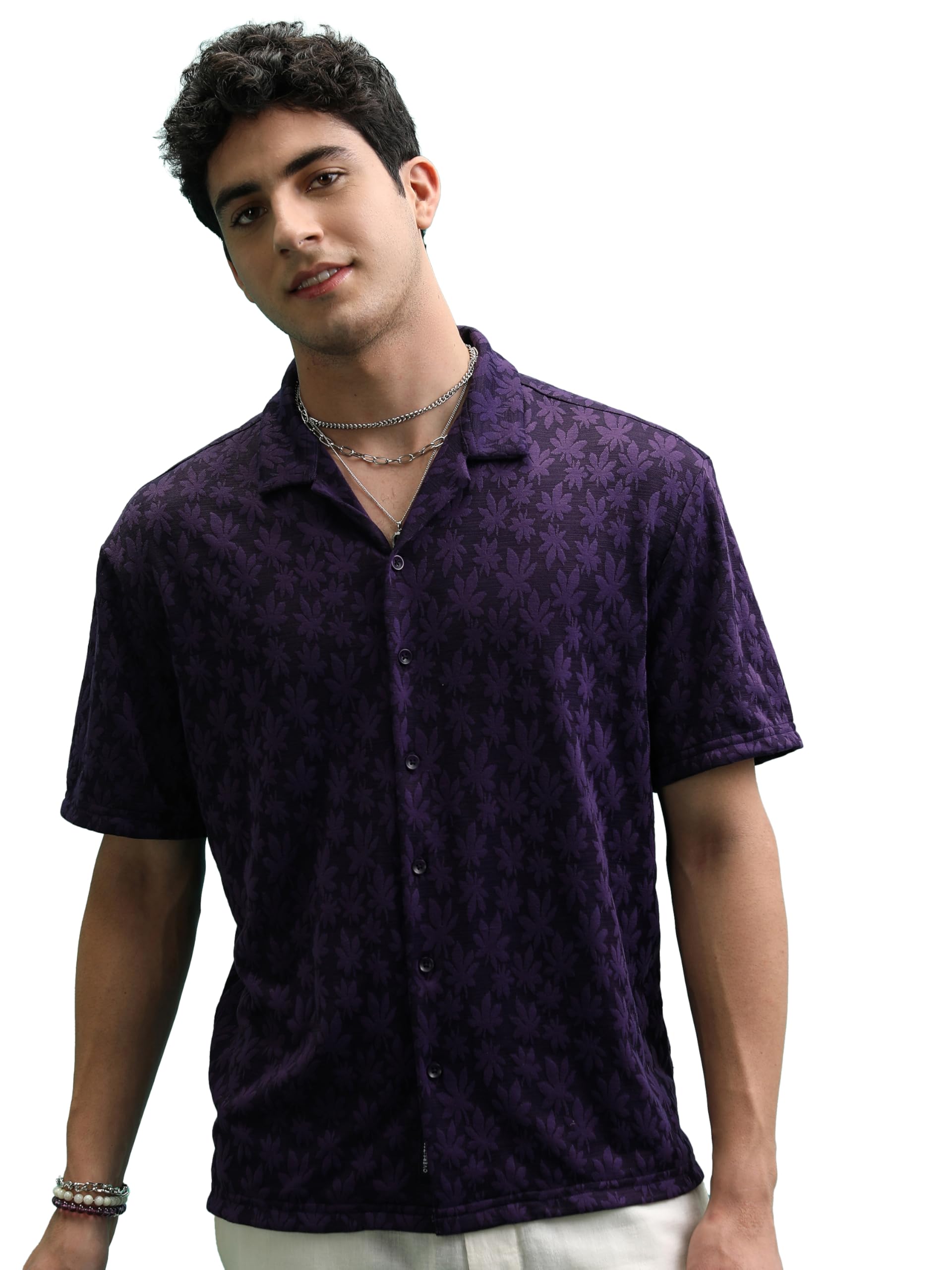 highlander Men's Regular Fit Shirts | Self Design | Half Sleeves | Spread Collar | Casual Shirts | Stylish Shirt-picture-29