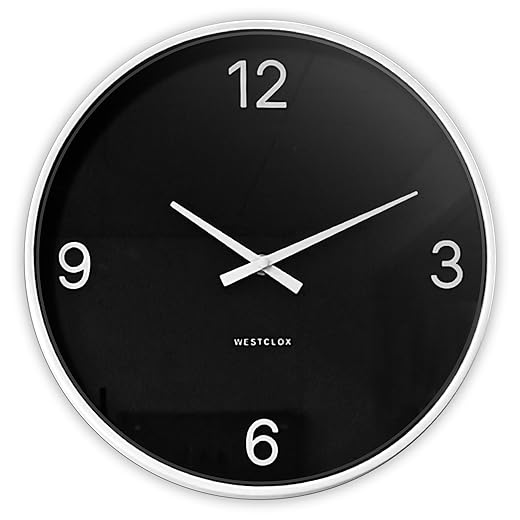 Westclox 20 Inch Contemporary Black and White Wall Clock with Large Easy to Read Dial, Quartz