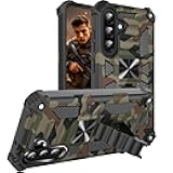 Fofvccv Camouflage Case for Samsung Galaxy A26 5G, Built-in Kickstand Military Grade Heavy Duty Shockproof Phone Cases Camo Cover for Samsung A26, MC Green