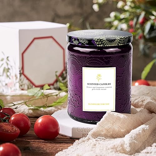 Miniatura 3 de Paquete de 9 tarros de velas en relieve de 8.8 onzas para hacer velas, recipientes de vidrio con tapas de lata y etiqueta adhesiva, etiqueta de