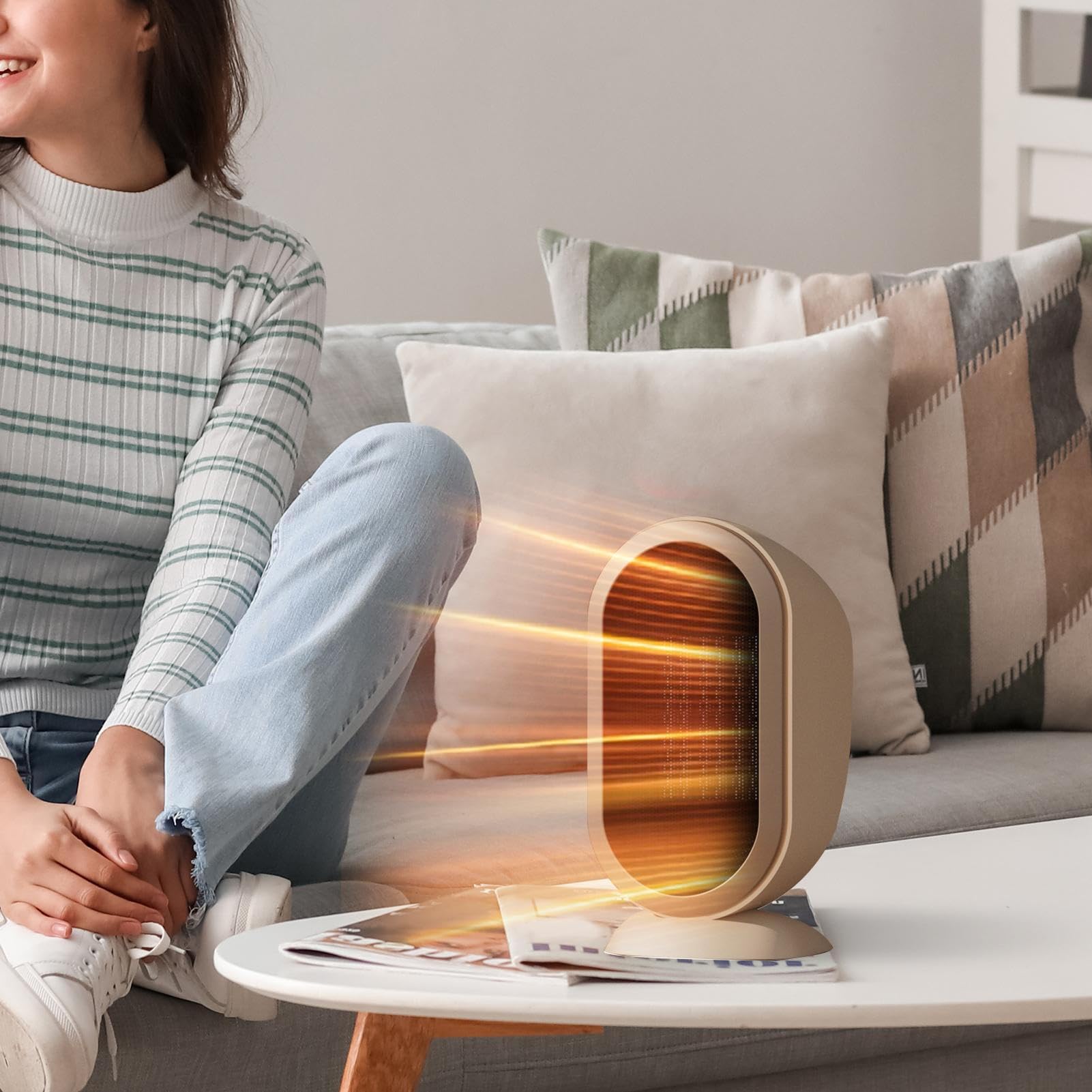 Calefactor Pequeño 1200 W Ventilador de Calefacción | Calentador de Oficina con Protección contra Sobrecalentamiento para Interiores Dormitorio Oficina Escritorio Mesa Coche Baño