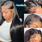 Iris Queen 13x4 Straight 220 Density Transparent Lace Front Human Hair Wigs for Black Women 12A Virgin Human Hair HD Lace Frontal Wig Pre Plucked Natural Black Color(22 inch)