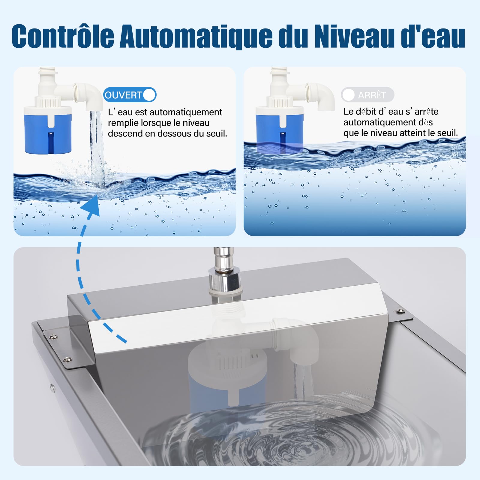 Trough d'eau Automatique De BéTail,Trough d'eau Automatique De Cheval De 13 litres avec Boule Flottante,Distributeur d'eau Automatique pour Chien en Plein Air,Inoxydable Auto-Remplissage PourChien