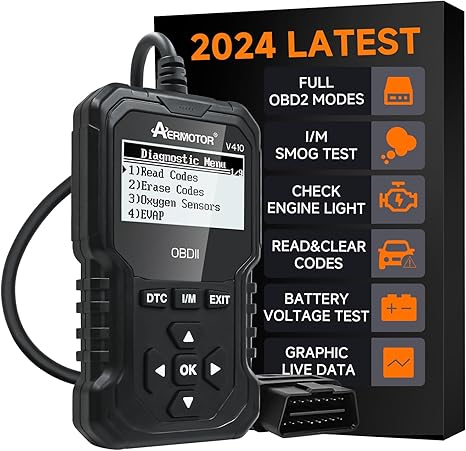 OBD2 Scanner, V410 Car Scanner Diagnostic Tool: Engine Fault Code Reader Scan Tool with Live Data/Freeze Frame for All OBDII Cars After 1996,Black