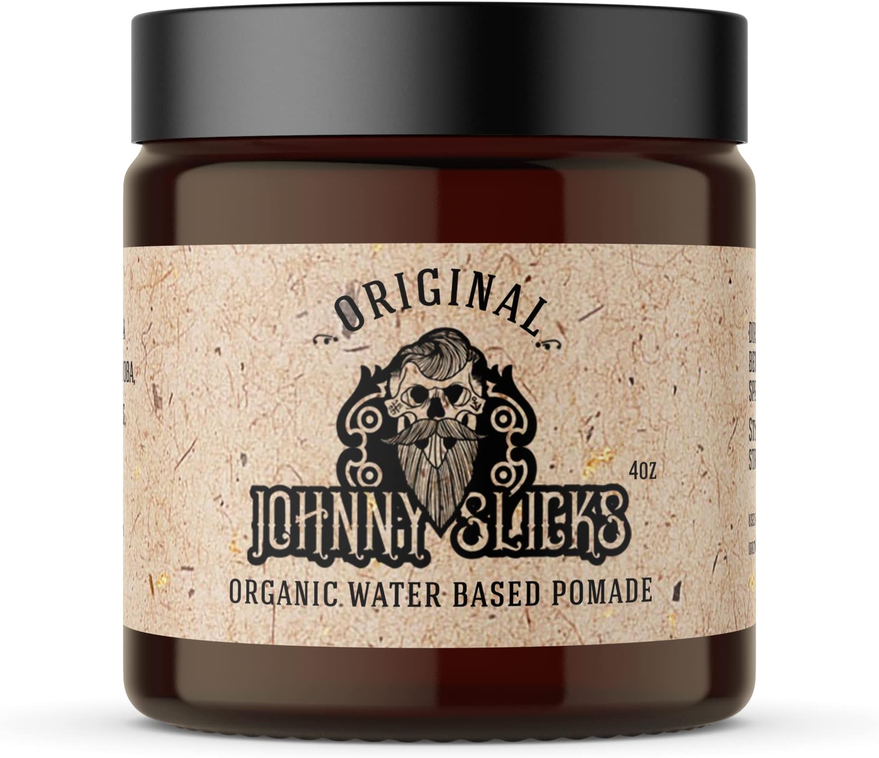 Water Based Pomade | Strong Hold, High Shine, Organic Styling for Men | Promotes Healthy Hair Growth & Helps Hydrate Dry Skin (Original, 4 Ounce) US Made, Veteran Owned