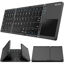 Delton F75 Folding Bluetooth Wireless Keyboard Sensitive Touchpad | Compact and Portable Design, Recharge Wireless Foldable Keyboard, Compatible With PC, Laptop, iMac, Tablets & Smartphones