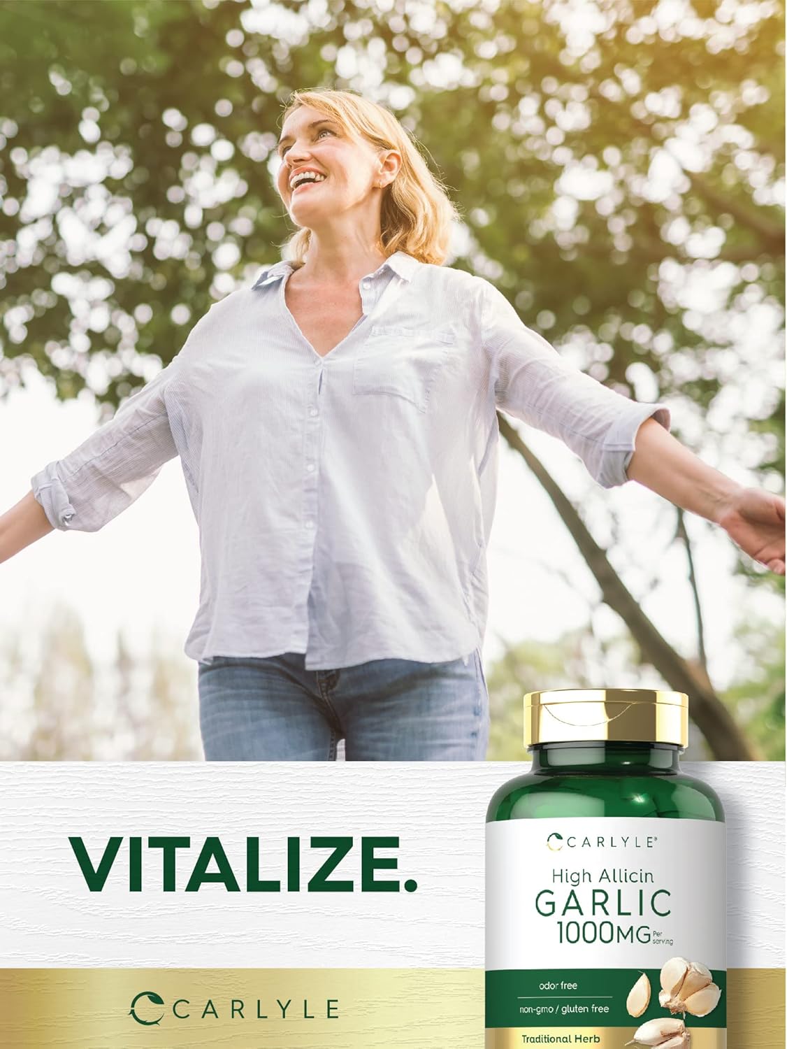 Carlyle Garlic Supplement 1000mg | 180 Caplets | Odorless Pills | High Allicin Extract | Vegetarian, Non-GMO & Gluten Free - Image 6