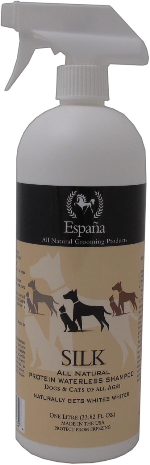 Espana Silk ESP0220DC Specially Formulated Silk Protein Waterless Shampoo for Dogs and Cats, 33.82-Ounce