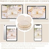 Vista 9 de LIYH - 24 platos de plástico reutilizables, platos irrompibles, platos de plástico festoneados, aptos para lavavajillas, juegos de platos de marfil