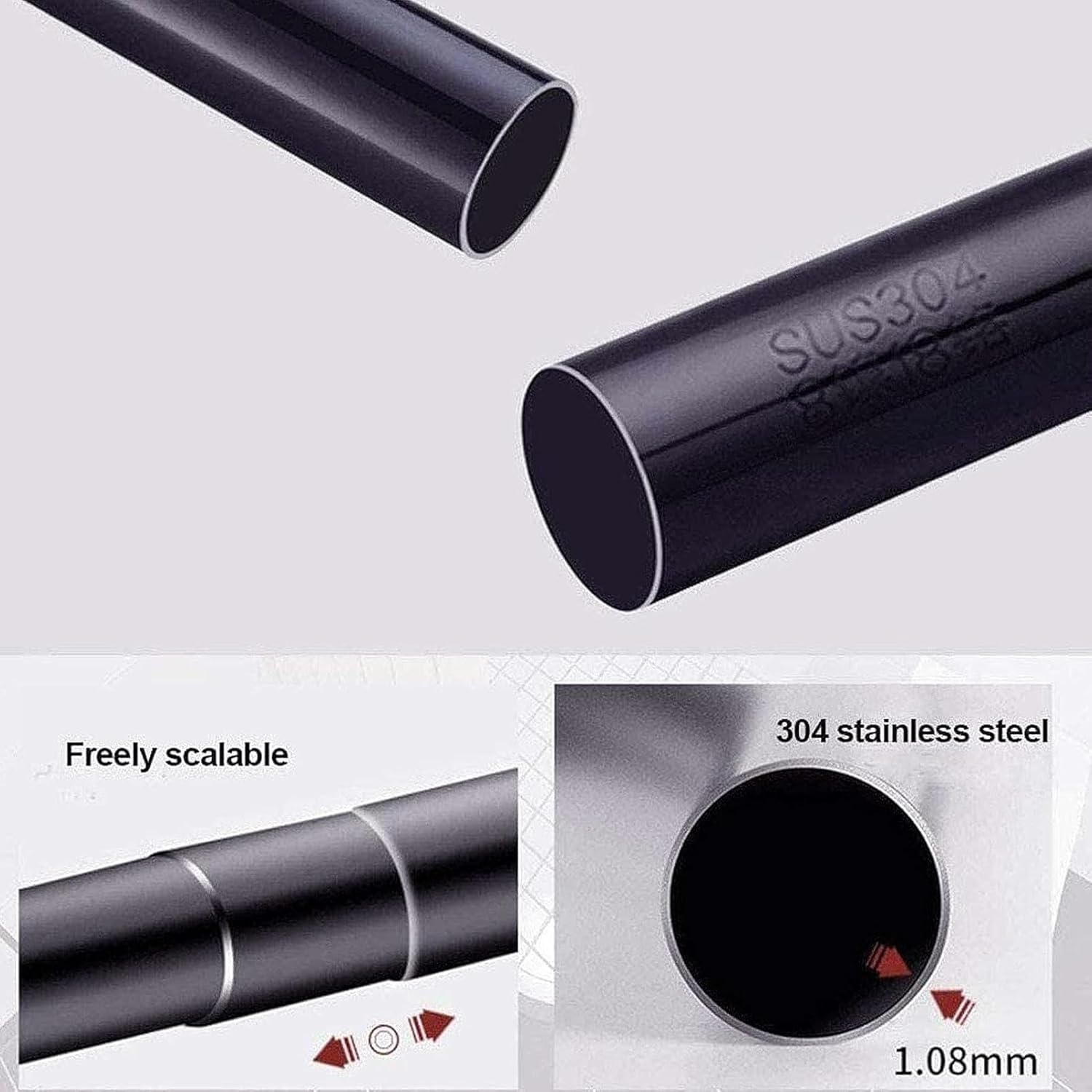Curved L Shape Shower Curtain Rod Tension Pole Stainless Steel Stretchable Bathroom Curtain Rail Rack Wall Mounted Punch-Free Extendable Chrome Rod