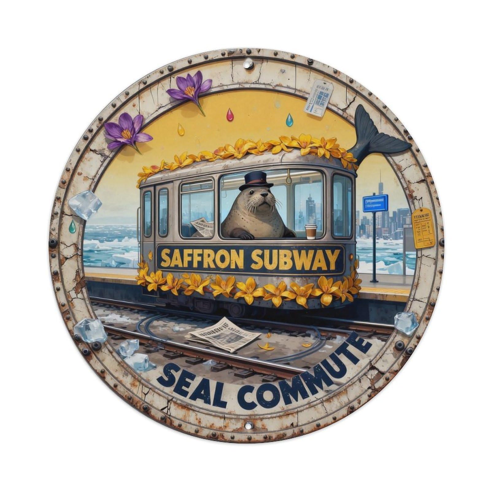Saffron Subway Sign Metal Tin Sign Plaque