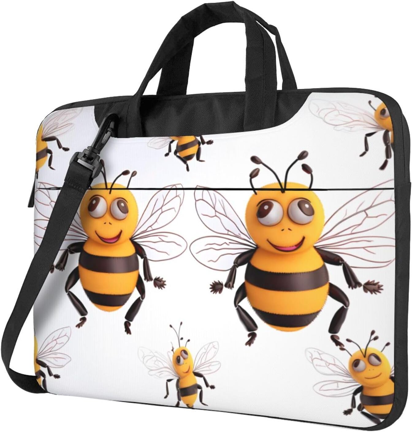 Funny Bees Printed Laptop Bag, Three Layer Protection Shockproof Crossbody Laptop Shoulder Bag for Men Women