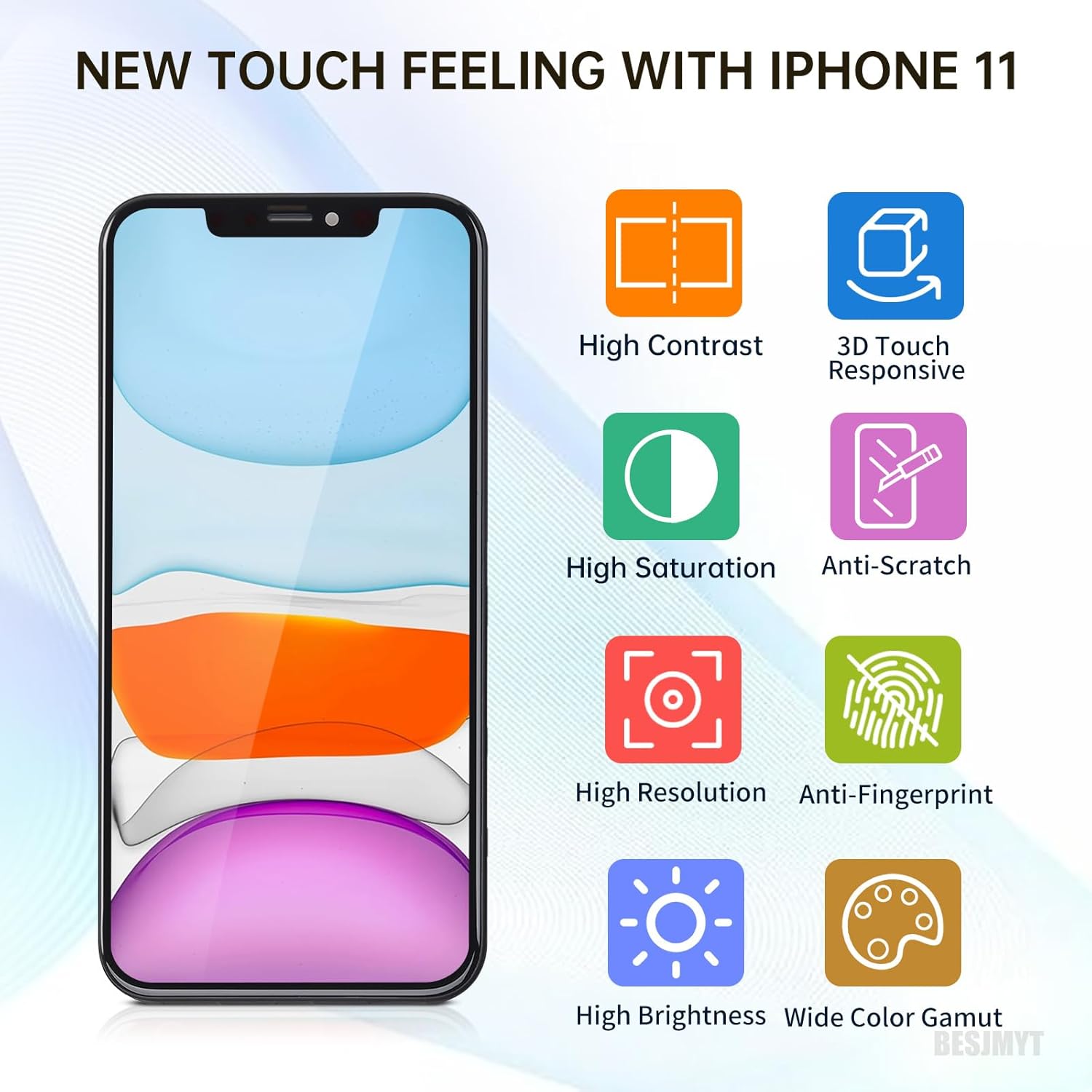 for iPhone 11 Screen Replacement with Earpiece Proximity Sensor 6.1" 3D Touch LCD Digitizer Display Full Assembled Ear Speaker Repair Front Glass Fix Tools Kit for iPhone11 A2111 A2223 A2221