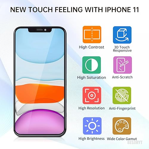Miniatura 5 de BESJMYT Para iPhone 11 Reemplazo de pantalla con sensor de proximidad de auricular 6.1 "Pantalla táctil LCD digitalizador Pantalla completa