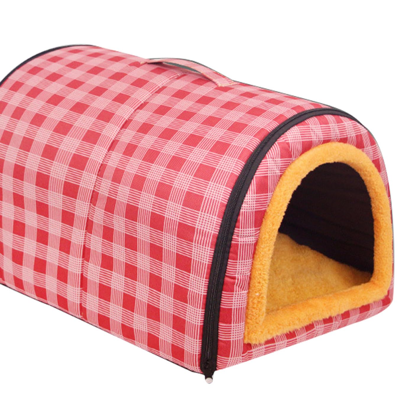 Large Dog House 2 in 1 Dog Bed Waterproof XL,Washable Pet Cat Calming Beds Anti Anxiety Soft Plaid Indoor Non-Slip Warm Pet Cave House Kennel for Medium Dogs Cats (Rose,XL-70x55x45CM)