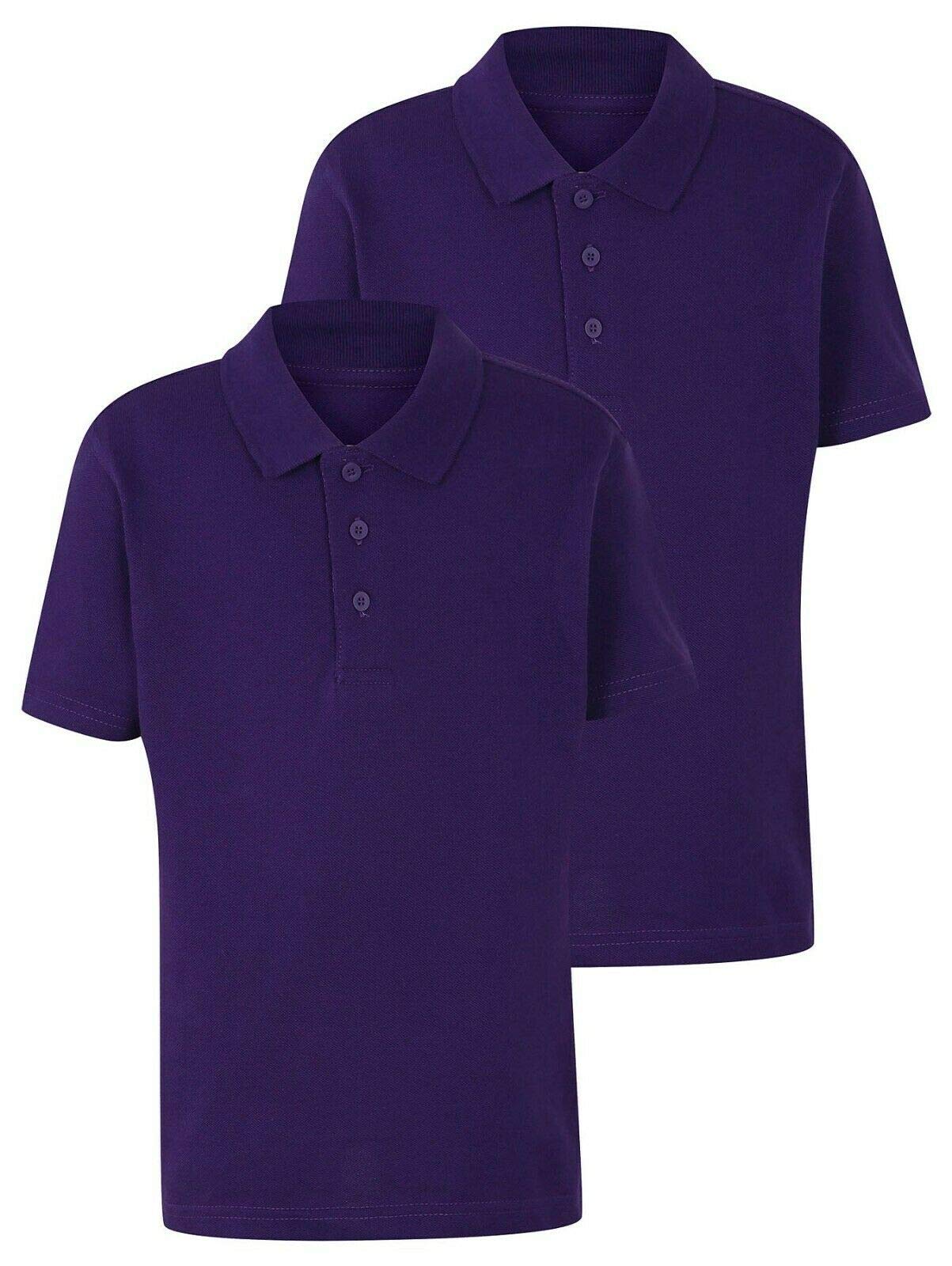 2 Pack Boys Plain 100% Cotton Ages 3-16y Polo Shirts Children School T-Shirt Uniform Summer — view 15