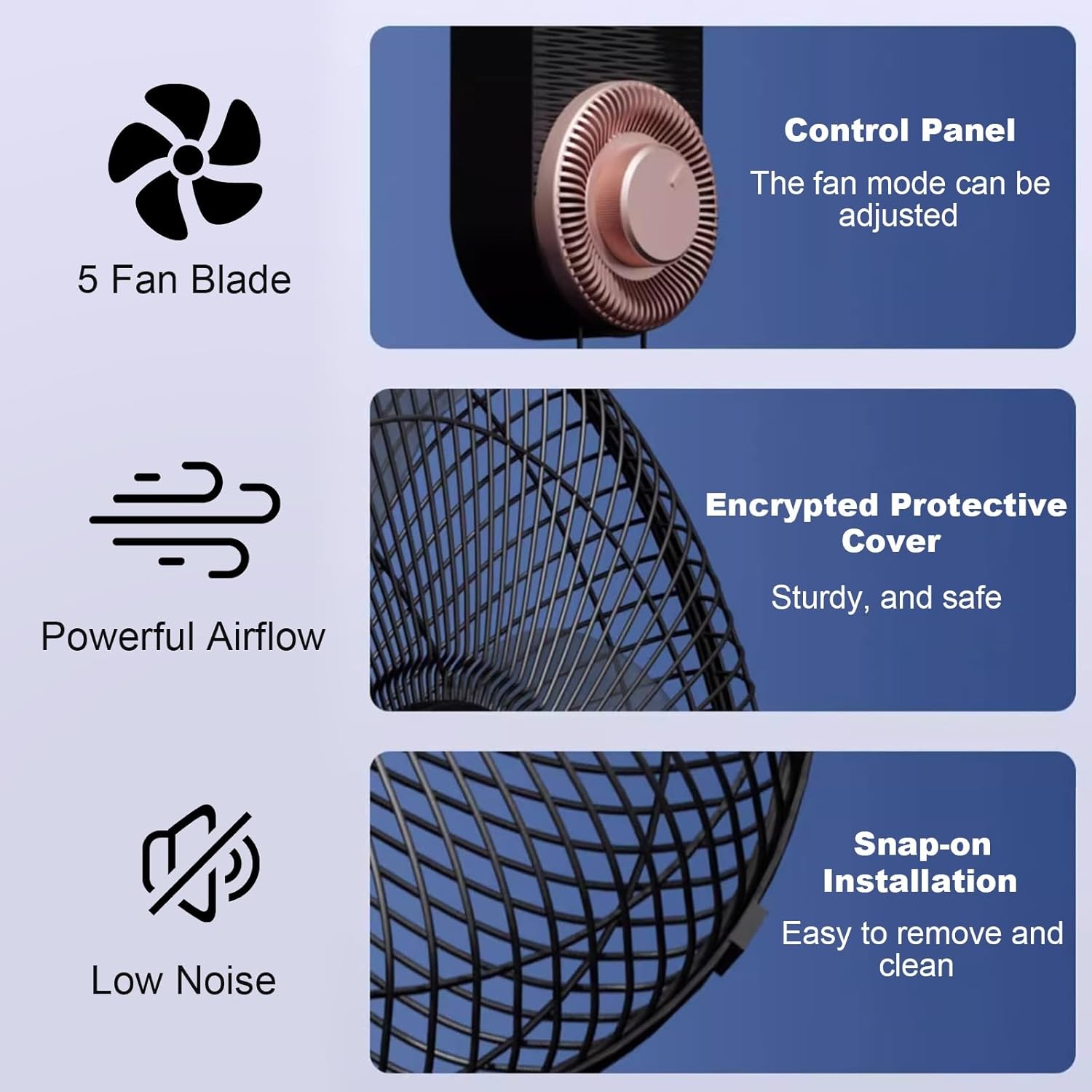 Oscillating Wall Mount Fan, Heavy Duty Metal Grille Fan with Adjustable Tilt, 3 Speed Modes for Living Room, Kitchen, Office, Garage - Adapter Included