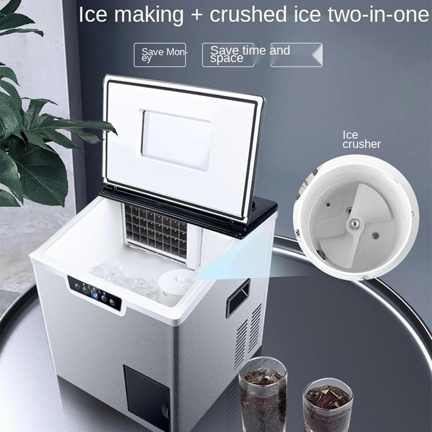 AMNOOL Machine to Make Ice On Countertop 40kg Ice Machine, Commercial Milk Tea Store, Large Ice Cubes, Completely Automatic Ice Manufacturing for The Small Home, M