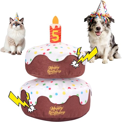 Dog Birthday Cake Toy,Squeaky Plush Toy Gifts for Dog Birthday Party Decor Favor for Large,Medium and Small Dogs,with Squeaker & Crinkle