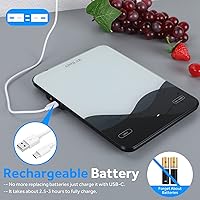 Vista 5 de AIMILAR Food Scale, Chargeable LED Display 22lb with USB C Rechargeable Digital Kitchen Food Weight Scale for Baking and Cooking with Ounces and