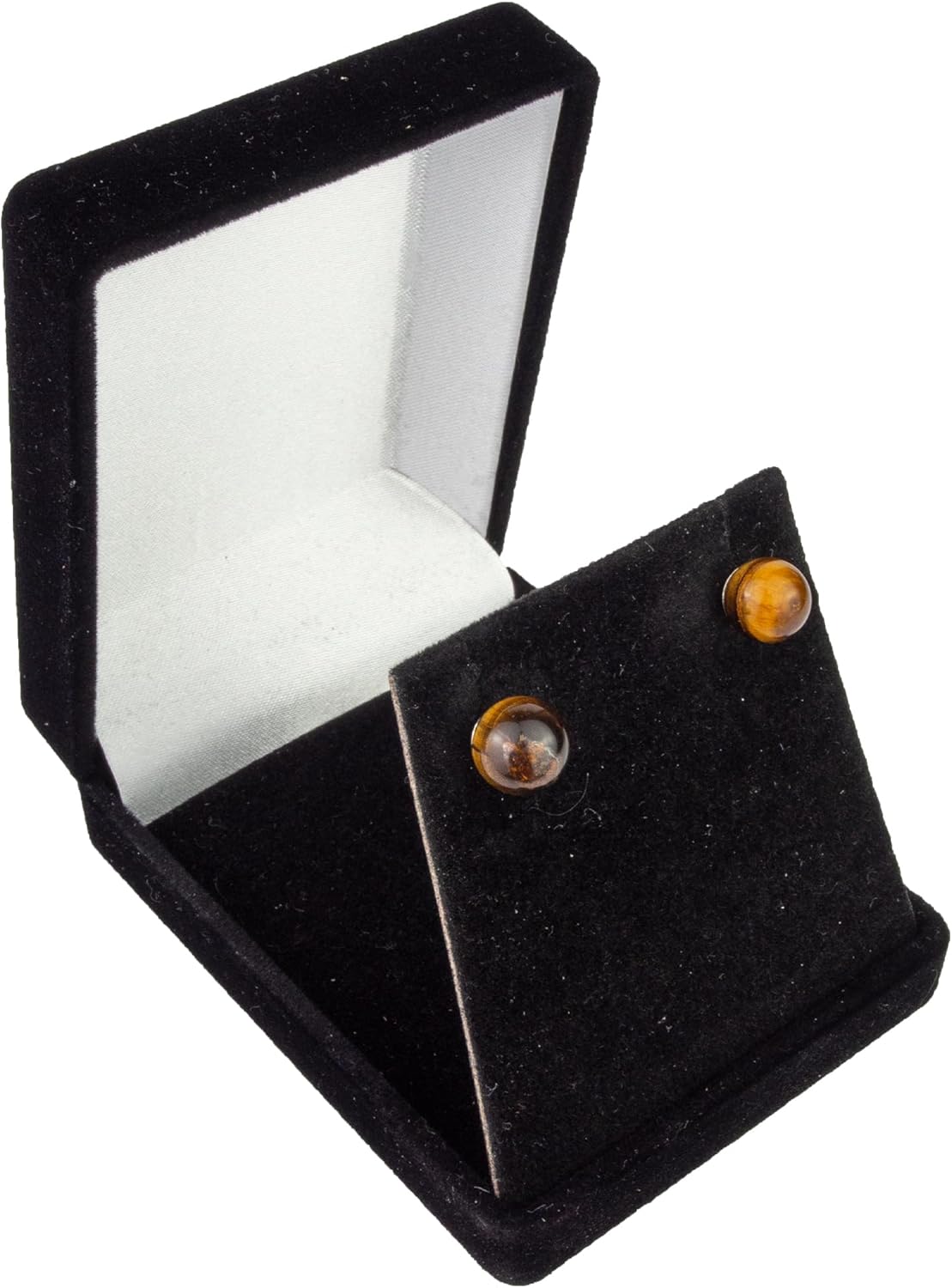 LaTisoro 925 Sterling Silver Small Tiger Eyes Stud Ball Earrings: 8mm Hypoallergenic Round