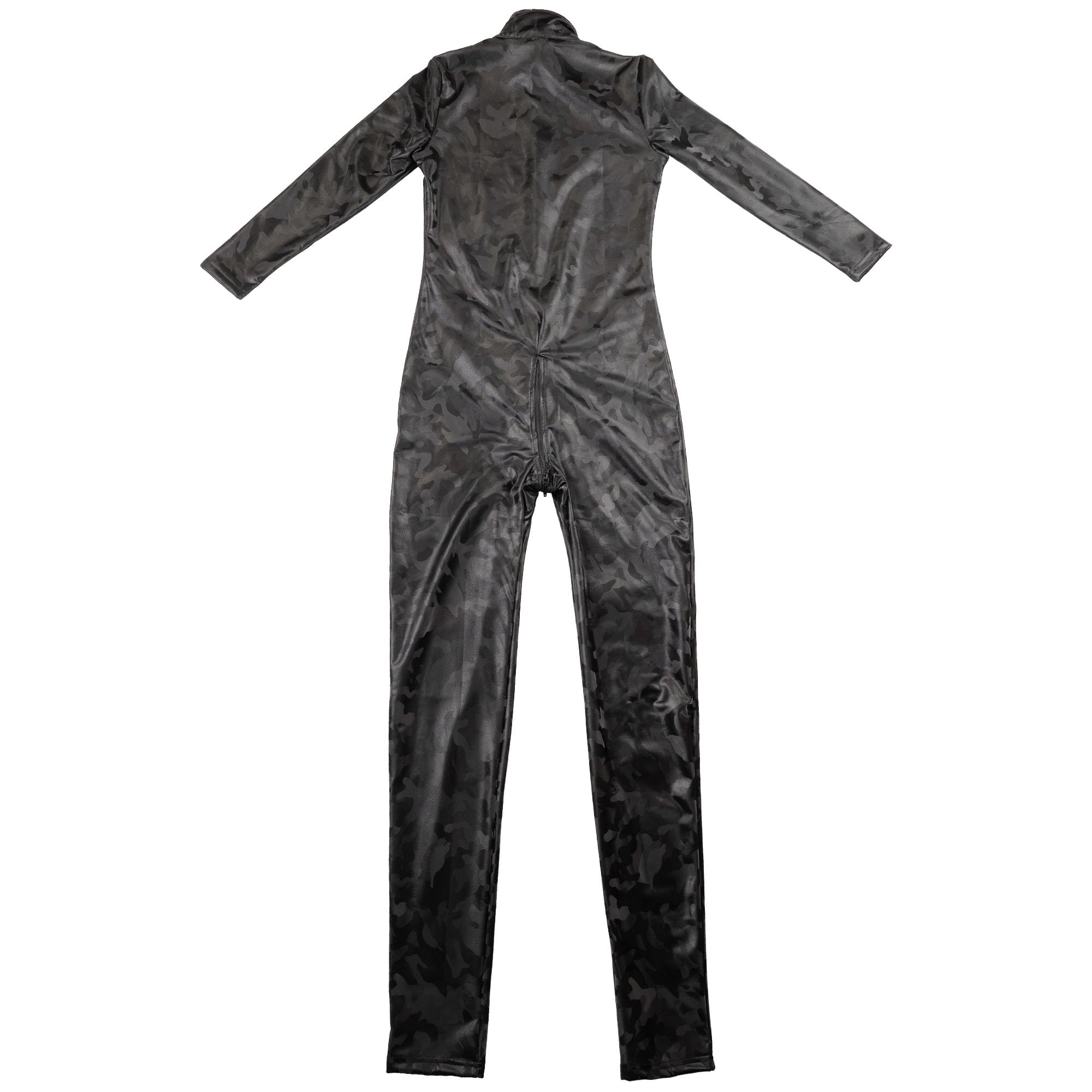 Rubberfashion Combinaison camouflage en similicuir - Combinaison intégrale pour femme - Combinaison à l'entrejambe ouverte - Costume pour femme