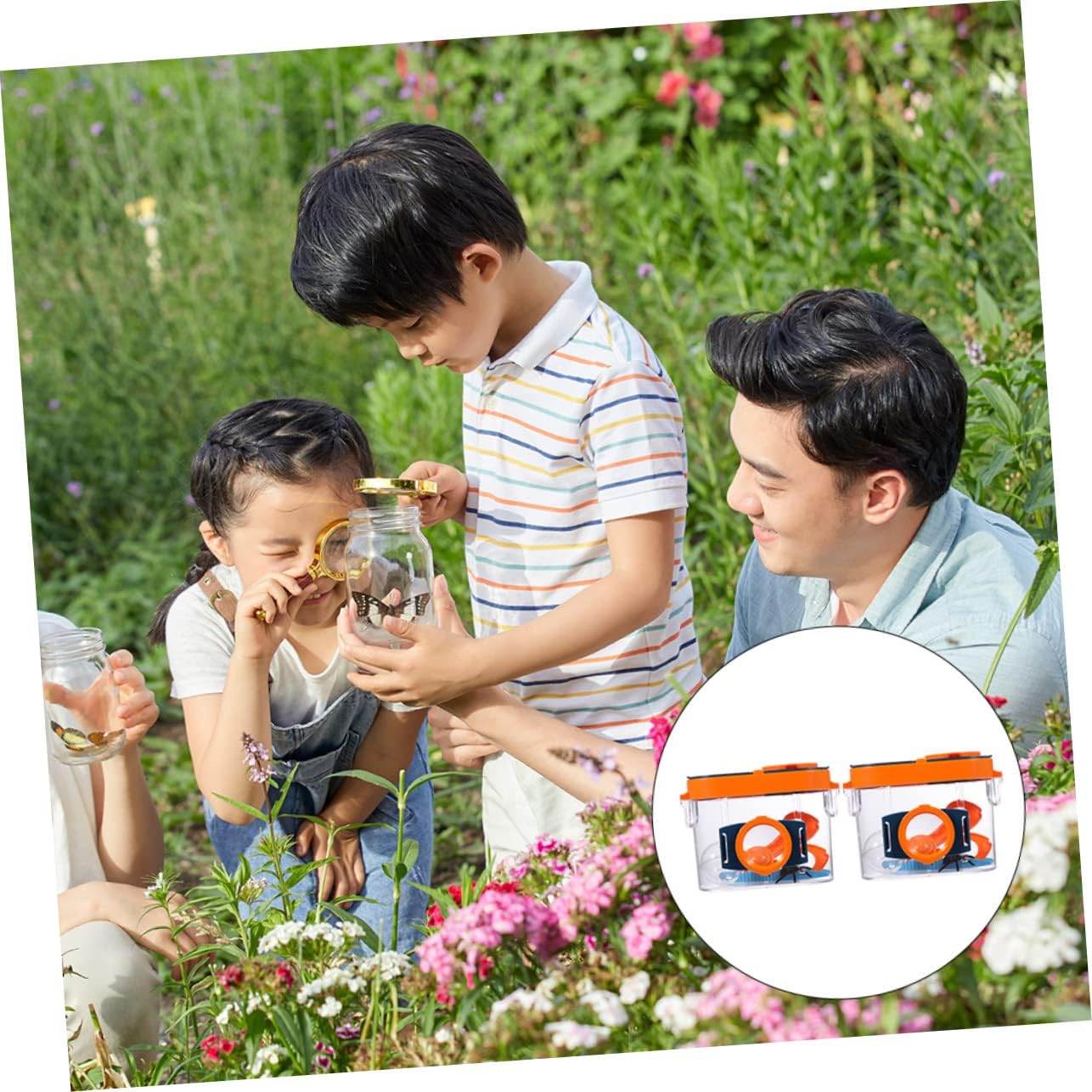 2Pcs Outdoor Exploration Magnifying Observation Boxes with Lanyard for for Science Learning and Insect Collecting