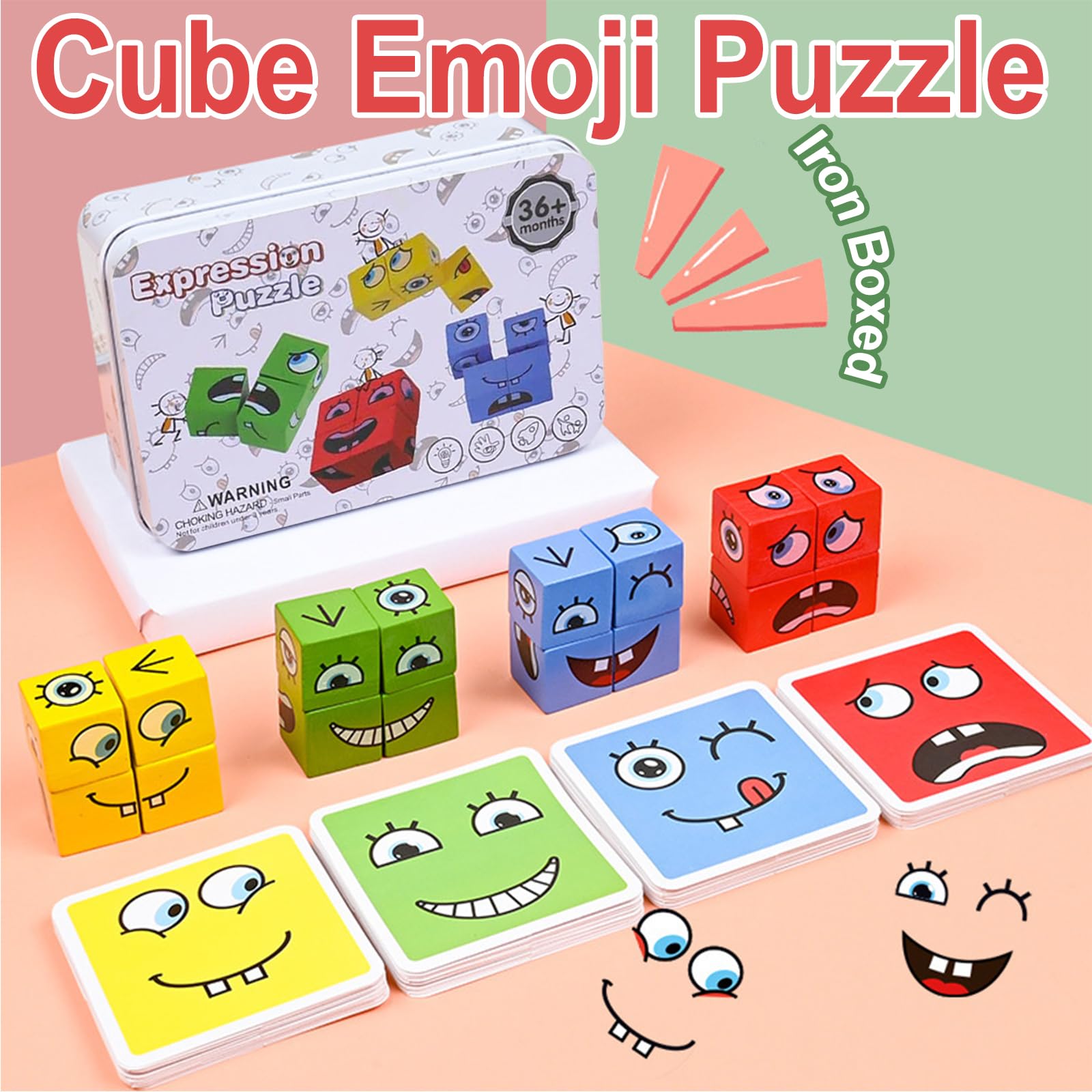 Puzzle z drewnianymi kostkami – puzzle z kostkami – z dzwonkami – gra logiczna dla młodzieży, na konkursy i czas rodzinny, rozwijanie zdolności