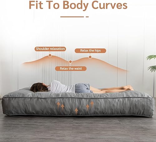 Miniatura 15 de YOSHOOT Colchón de futón de 8 pulgadas, tamaño matrimonial, sofá cama de futón grueso, colchón de suelo para adultos, relleno de espuma triturada,