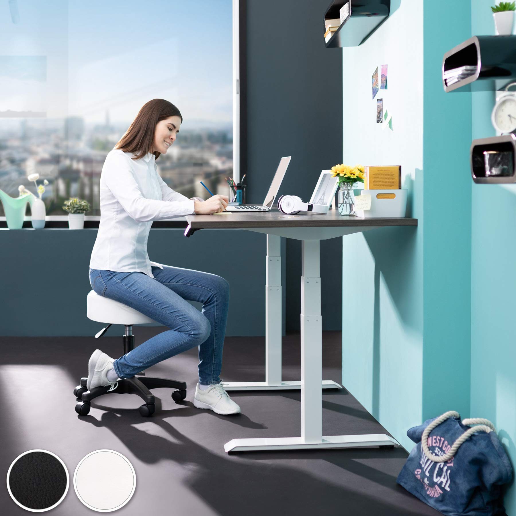 Sgabello In Velluto TecTake Con Scomparto Nascosto - Base Oro, Grigio Scuro, Portata 300kg - Foto 4