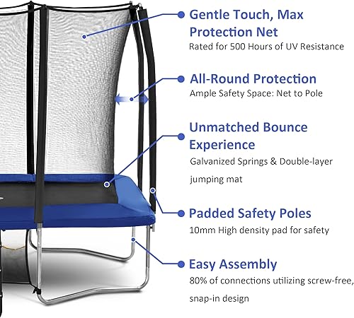 Miniatura 2 de Exacme Trampolín rectangular de 7 x 10 y 8 x 12 pies para niños, doble abertura, pequeño trampolín rectangular para exteriores con red de cierre, 4