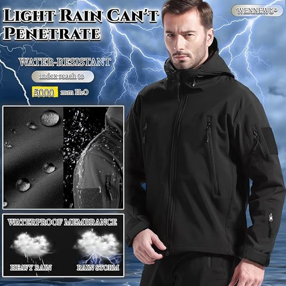 Men's Tactical Softshell Suit, Fleece-Lined Jacket and Trousers Set