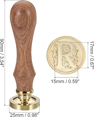 Miniatura 2 de PATIKIL Sello de cera del alfabeto R, sello de cera de sellado de letra inicial, clásico retro, 0.98 pulgadas, cabeza de latón retro extraíble,