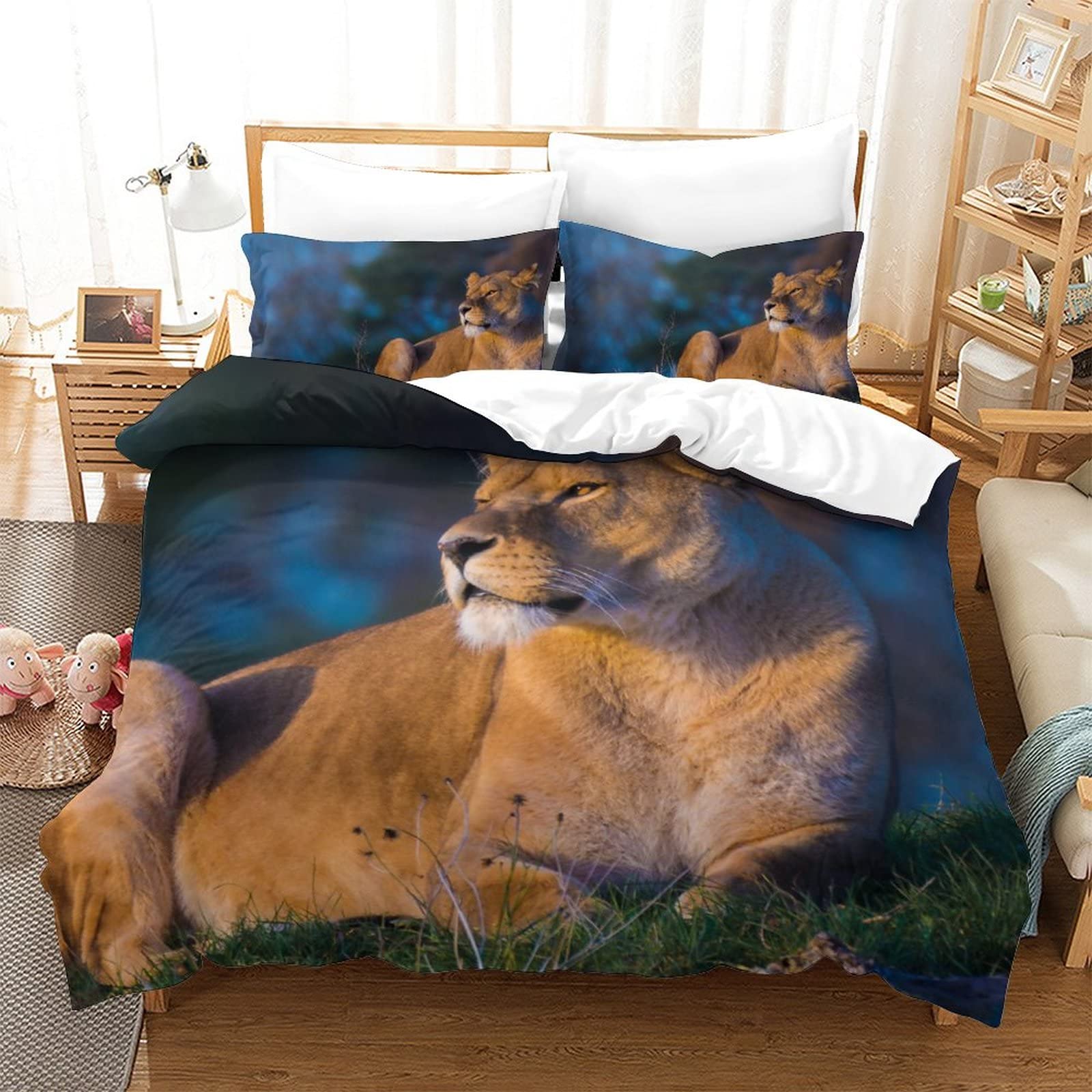 Housse de couette imprimée lion en 3D : créez une ambiance safari chic 200x200
