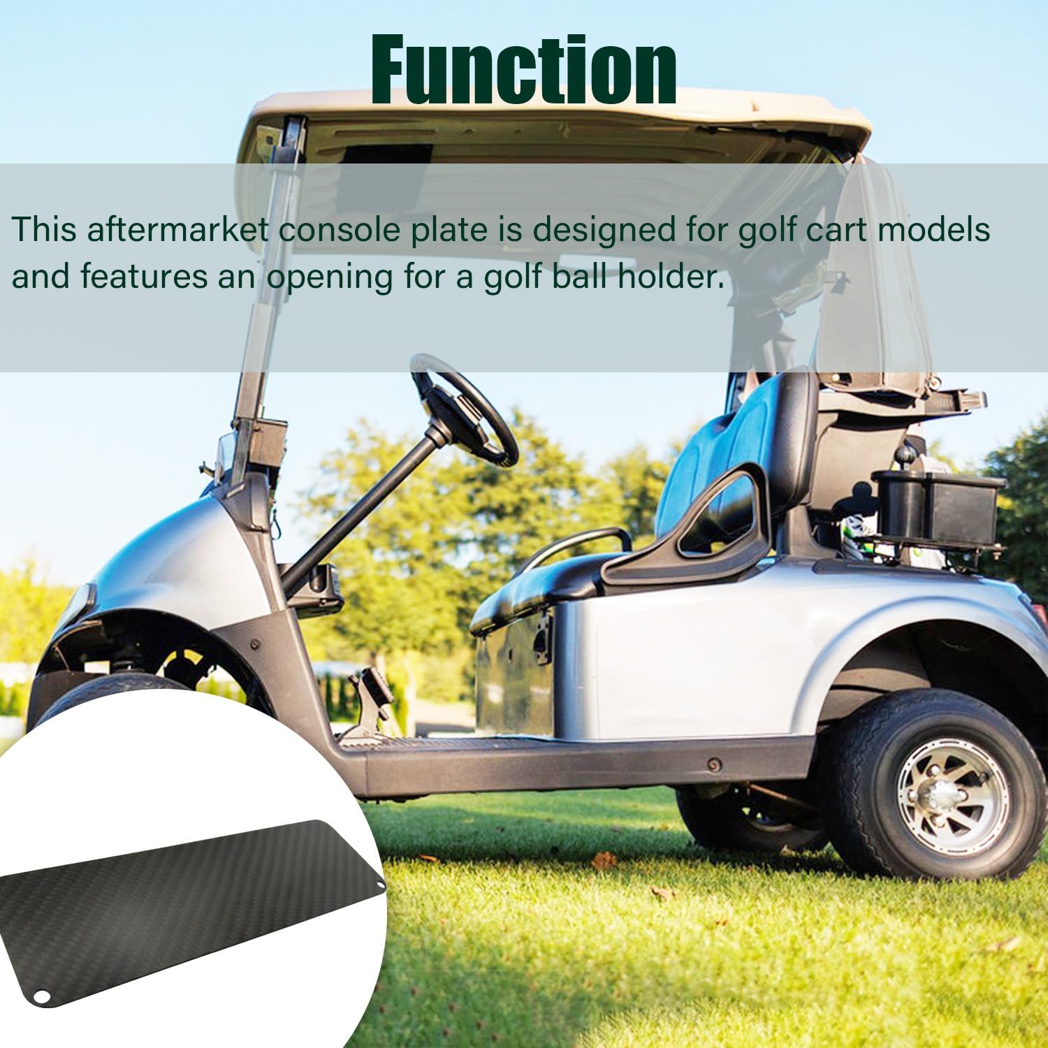 Carbon Fiber Golf Ball Holder Dash Cover Plate - Compatible with EZGO TXT PDS Electric Cart (36V & 48V)