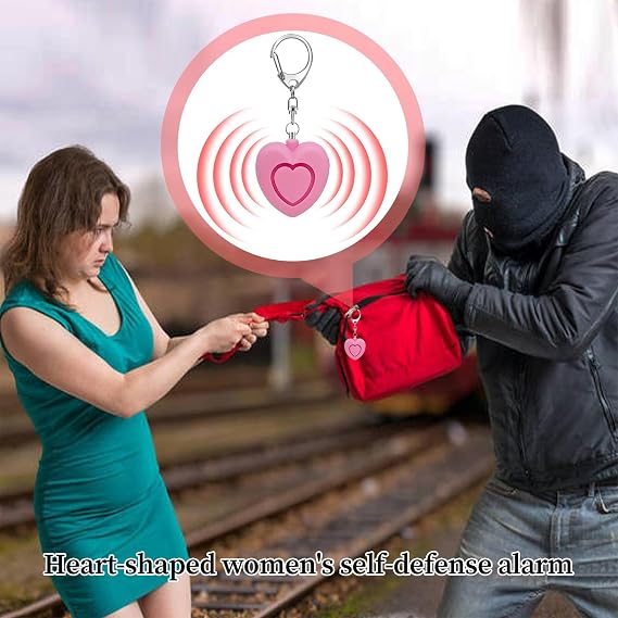 Personal Alarm Keychain Heart Shaped Light Protection