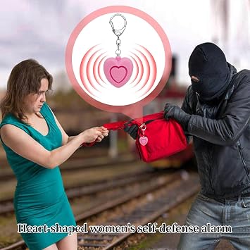 Personal Alarm Keychain Heart Shaped Light Protection