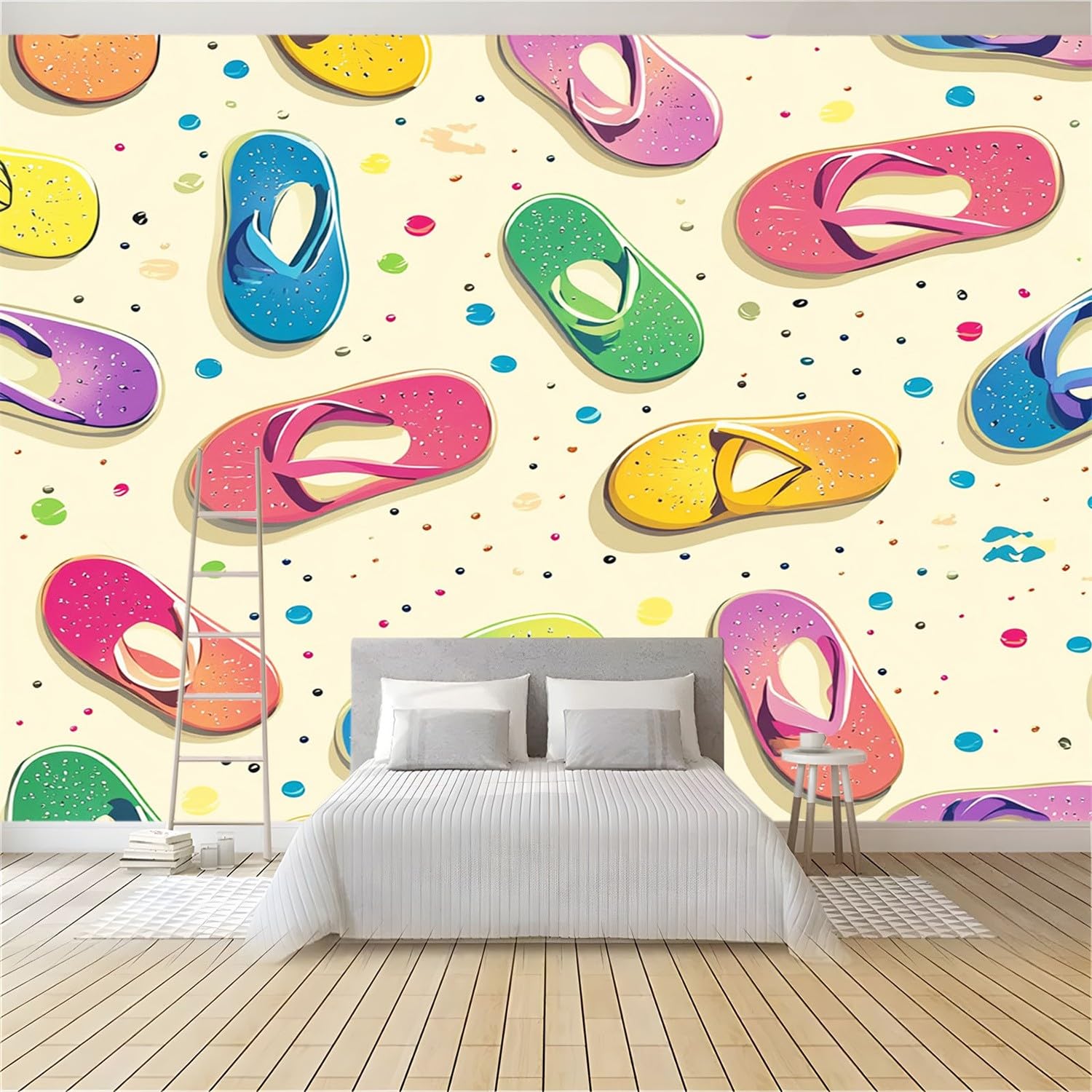 Tapety Plażowe Kapcie Kreskówka Włóknina Fotografia Tapeta 400 x 280 cm Kawiarnia, Restauracja Sypialnia Tapeta Ścienna Dekoracja domu Fototapety Kolorowe Tapety