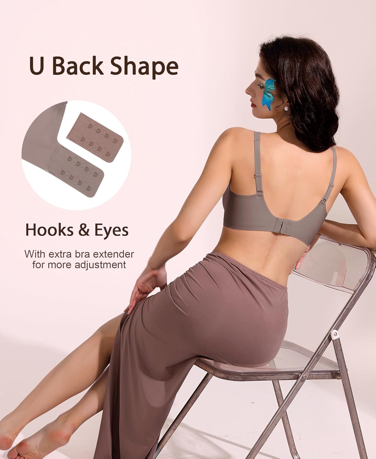 Ganado Deep V Wireless Bras for Women No Underwire Push Up Seamless Padded Comfort Bra Supportive Wirefree Bralette - Image 2