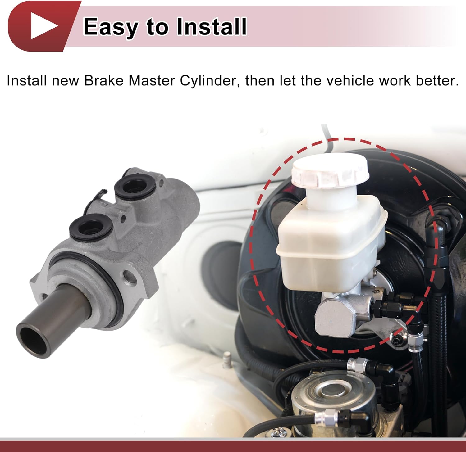 Brake Master Cylinder No.M630713/20990924 for Chevrolet Equinox 2010-2017 Hydraulic Master Cylinder Silver Tone Aluminum Alloy 1 Pc