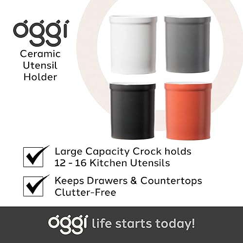 Miniatura 7 de OGGI Soporte de cerámica para utensilios de cocina, soporte para utensilios de cocina, organizador de cocina, accesorios de cocina negros, 6 x 7