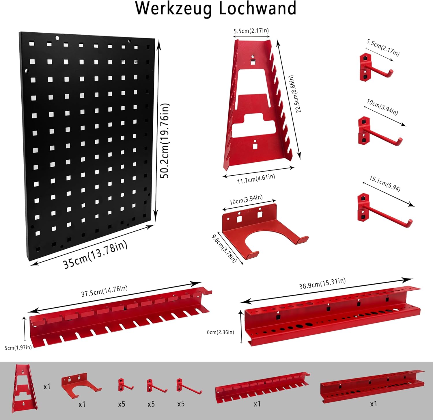AiTodos® Wall Tool Organizer - 50 x 35 x 2, Hooks and Supports, Perforated Sheet, Perforated Board