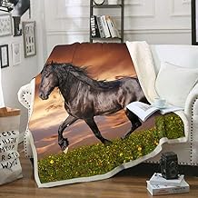 3D Horse Print Throws Blanket Comfort Warmth Soft Cozy Blanket Fleece Blanket Couch Blanket Reversible Bed Throw TV Blanket Comfort Caring Gift （Throw 50"x60"）