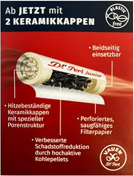 VAUEN Dr. Perl Junior 9mm Charcoal Pipe Filters, 180 Count Value Pack