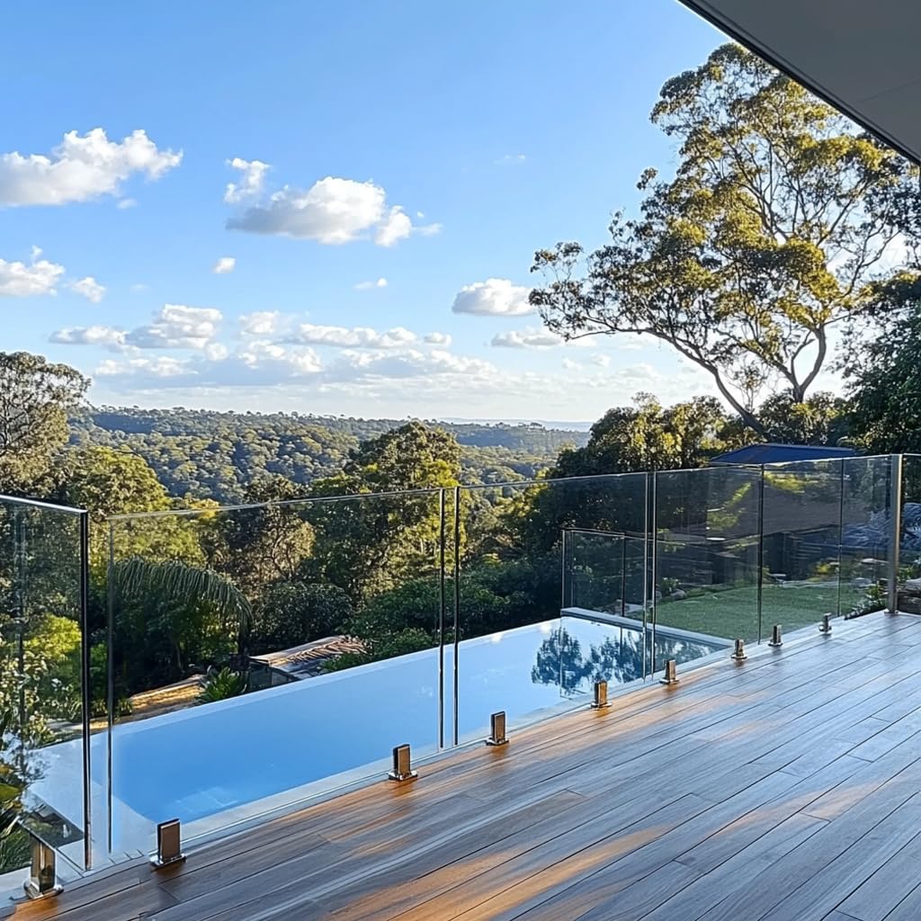 Glass Panel Clamp – 2205 Stainless Steel Post - Heavy Duty Square Spigot – Pool Fence Brackets – Glass Railing Clamps for Stairs, Home, Deck Handrail (Brushed Stainless, 1 Pack)