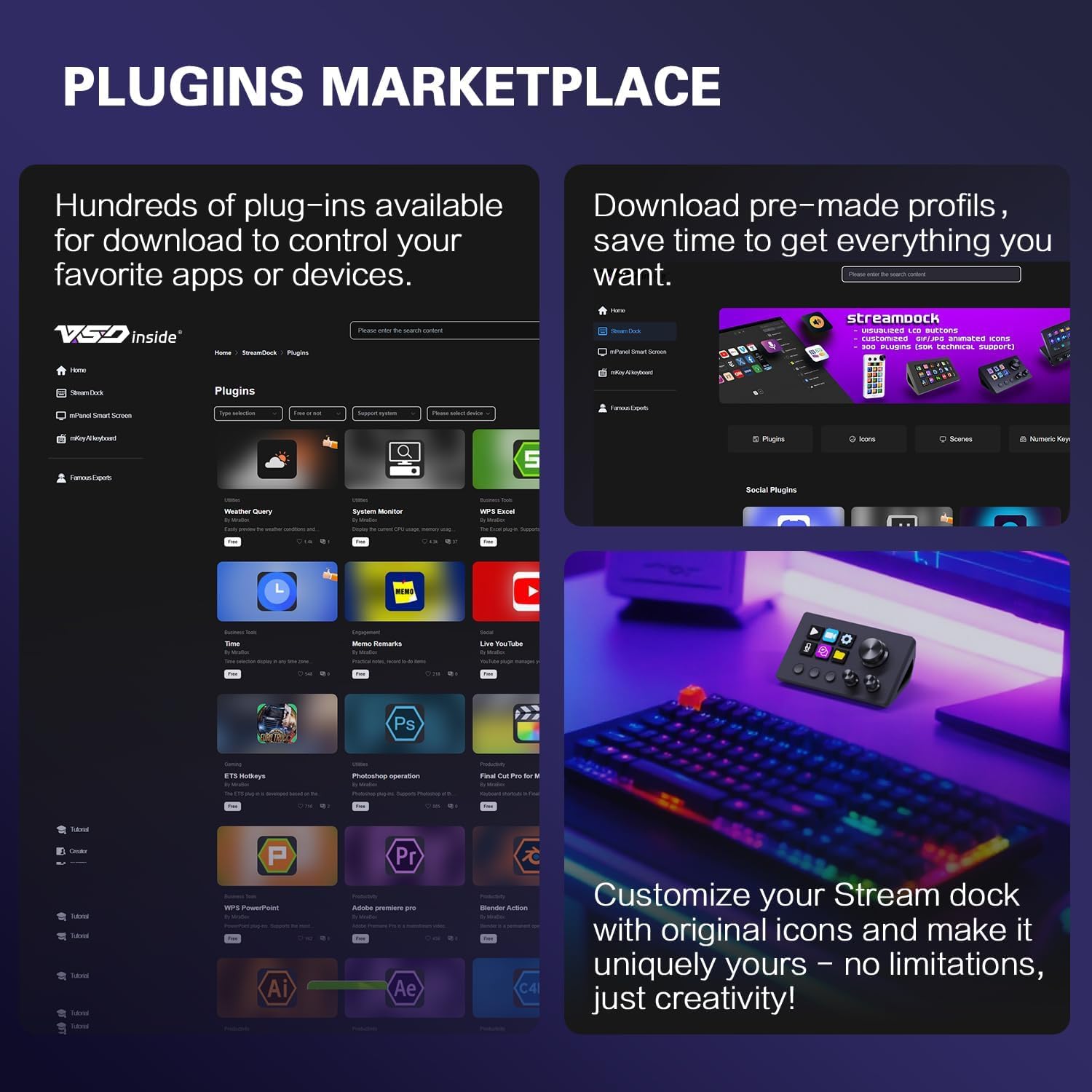 Treaslin N3 - Controller programmabile per streaming con tasti LCD e manopola, tastiera di controllo macro definita dall'utente per streaming (OBS, Twitch), creazione di contenuti (Adobe), Gaming Win