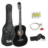 Smartxchoices 38" Acoustic Guitar Bundle Kit for Starter Beginner Music Lovers, 6-String Folk Guitar with Gig Bag, Extra Set Steel Strings, Strap, Pitch Pipe and Pick (Black)