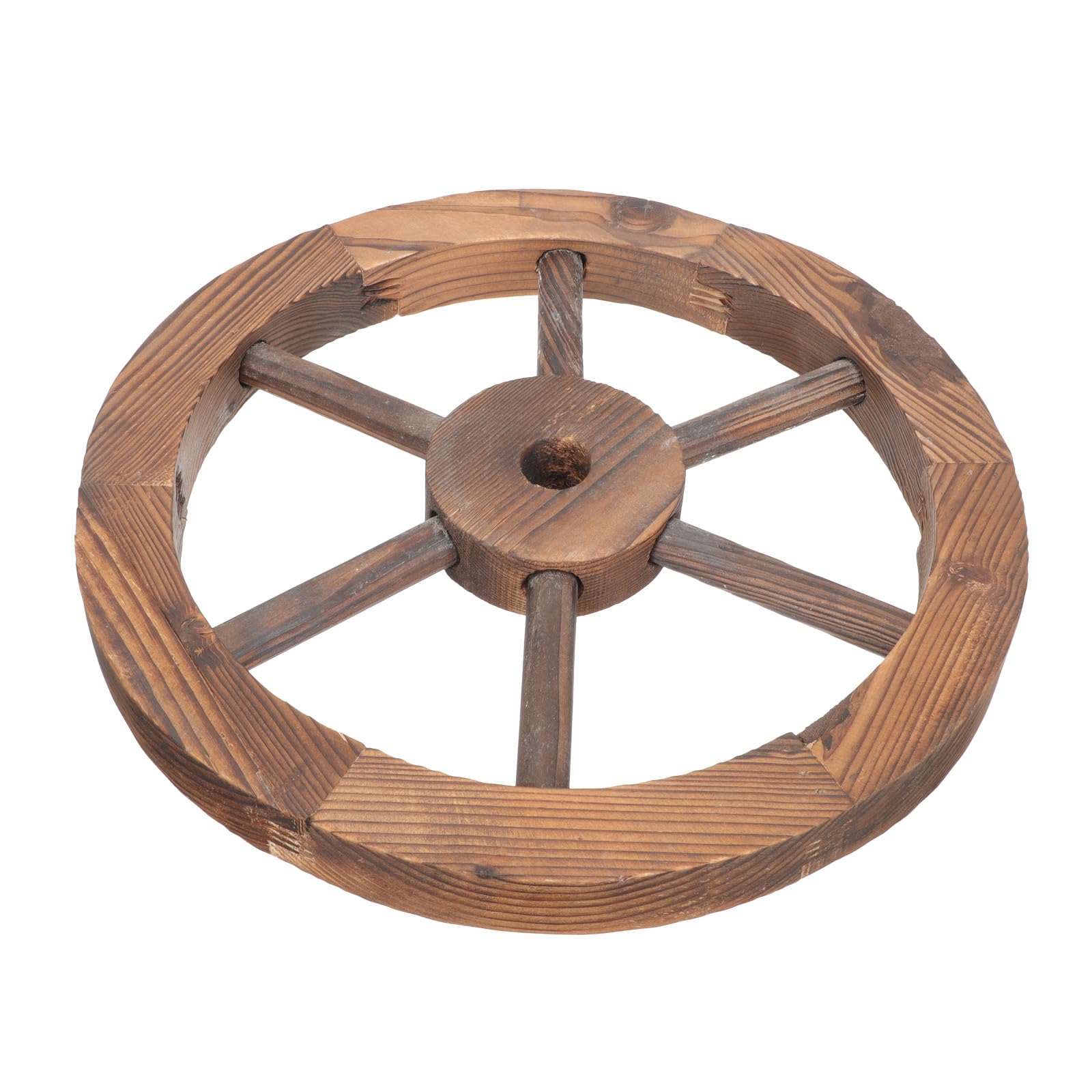 Roue de chariot en bois 25 cm déco murale rustique - 8