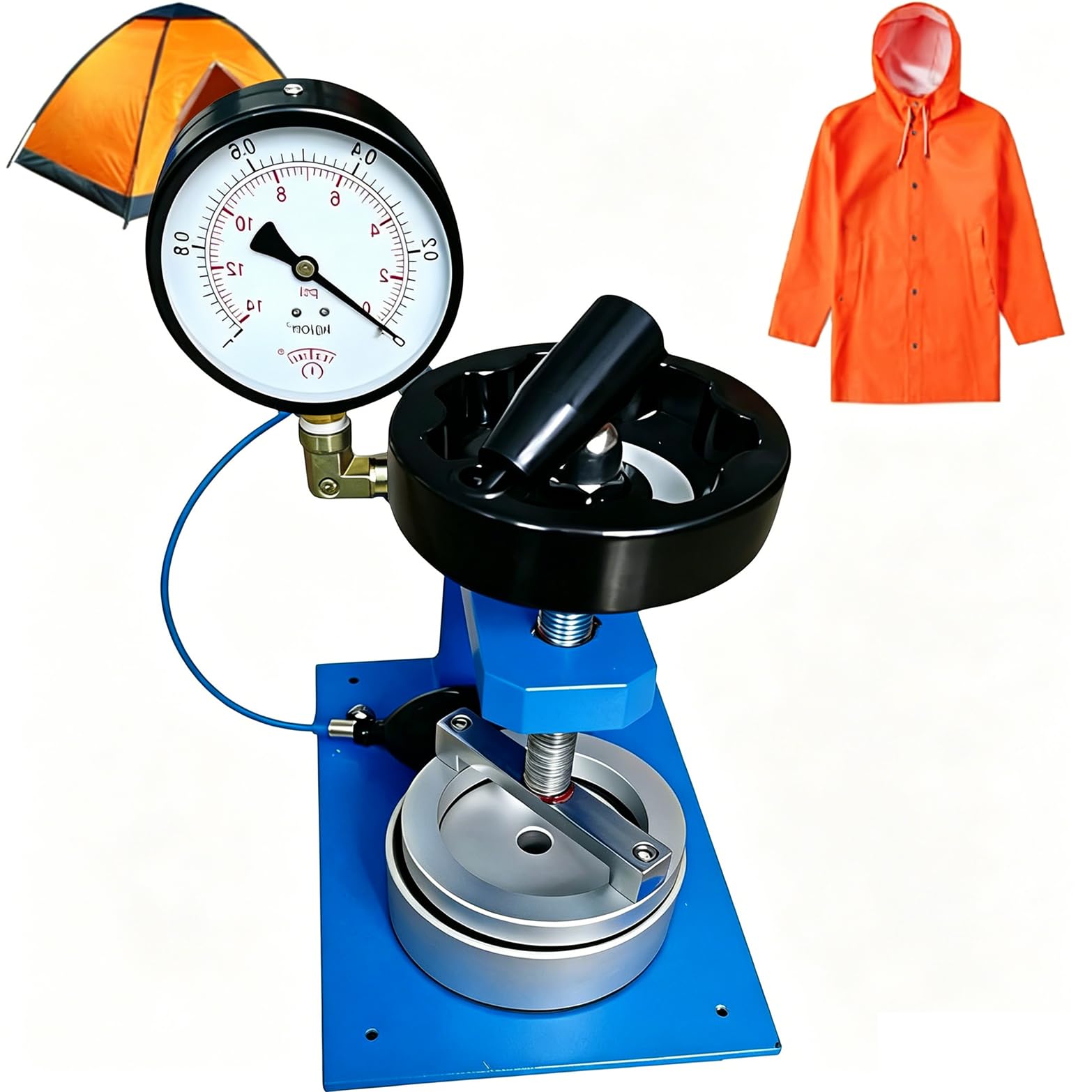 Nuxyyds Hydrostatic Pressure Tester for Textile Fabric, Plastic Bags, Garments, Tents, Raincoat Waterproof Testing Machine with Digital Pressure Gauge and Pressurised Rubber Ball 5000mm