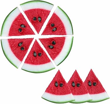 10pcsPVC red Small Watermelon Slices Realistic Fake Watermelon Realistic Fruit Model Plastic Fruit Suitable for Home Party Photography Prop Decoration